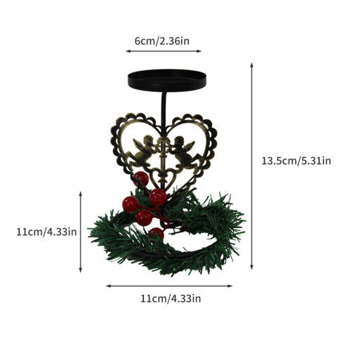 Candelabro a forma di renna dorata e cuore con bacche 2