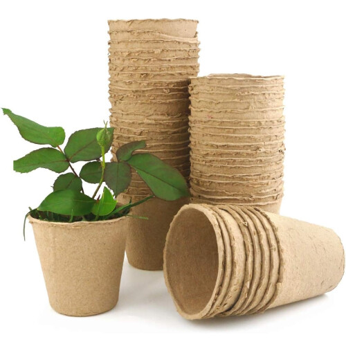 (15, H8cm x D8.5cm) Biodegradable Organic Compostable Seedling Starter Pot