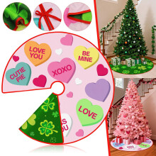 Jupe de sapin réversible à cœurs roses et trèfles verts, 91 cm (36 pouces)