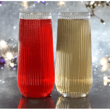 Verres à effet ondulé côtelé, coffret de 48 pièces : 24 flûtes de 27 cl + 24 flûtes de 35 cl