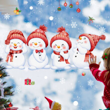 HomeKingdee Décorations de fenêtre hivernales bonhomme de neige 6 pièces