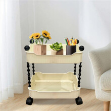 Chariot de rangement mobile Ă 2 niveaux pour salon, cuisine et salle de bain