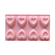 Moule en silicone en forme de cœur à 8 cavités pour glaçons et bonbons au chocolat
