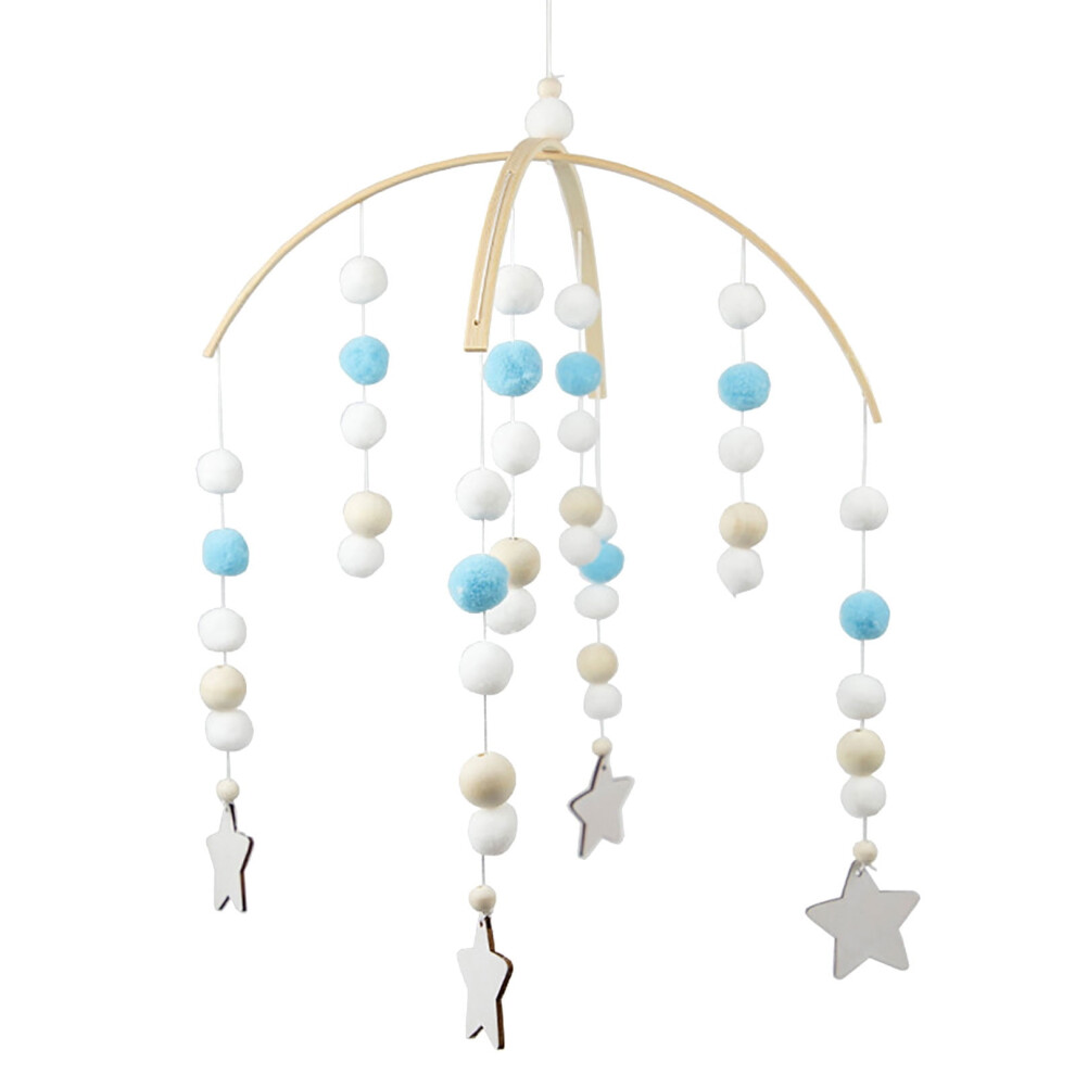 Wooden Ceiling Mobile for Boy and Girls Bedroom Decor, Gender Neutral Hand-Crocheted Mobile with Stars Clouds Moon, Nursery Hanging Decor Gift
