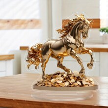 Statue de cheval en acrylique 2D, décoration de bureau, 17 x 19,8 cm
