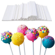 Witte papieren lollystokjes, 10 cm, 100 stuks