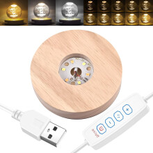 Socle lumineux LED rond en bois 7 couleurs