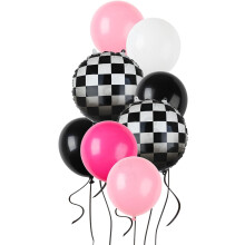 Race Car Balloon Bundle Pink Black Checkered20pcs