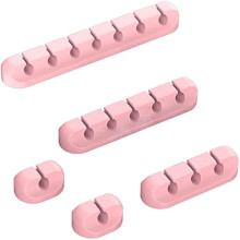 Pinkfarbene Kabelorganisator-Clips, 5er-Pack (7-5-3-1-1 Schlitze)