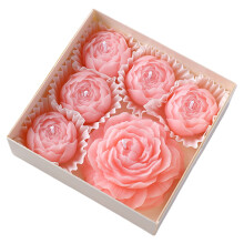 Bougies parfumées en cire de soja en forme de pivoine (lot de 6)
