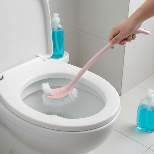 Doppelkopf-Toilettenbürste mit Halter, rosa