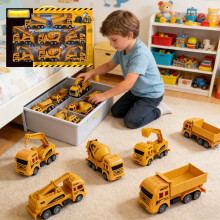 Ensemble de jouets de véhicules de construction avec wagons à inertie (8 pièces)