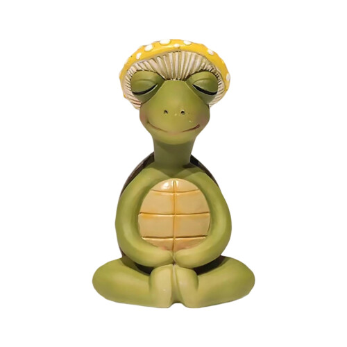 Harpiks meditationskaninfigur med svampehat