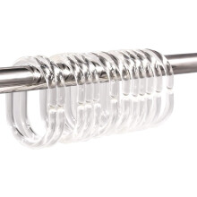 Anneaux de rideau de douche en plastique transparent en forme de C (lot de 24)
