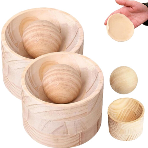 Pressa in legno per ravioli con base e sfera