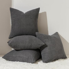Housses de coussin décoratives en velours côtelé gris foncé, lot de 4, 40 x 40 cm