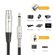 XLR Female to 1/4Inch TS Mono Jack Microphone Cable Braided Unbalanced Mic Cord for Speakers, Guitars, Mixers, and More