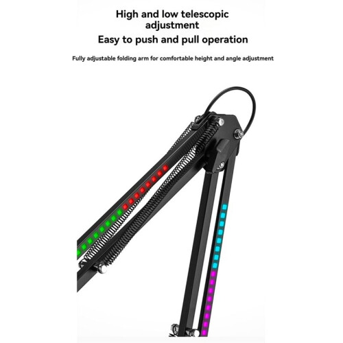 Support de Microphone RVB Bras de Microphone avec Lumière RVB Suspension Rotative Perche Ciseaux Support Base Ordinaire 2