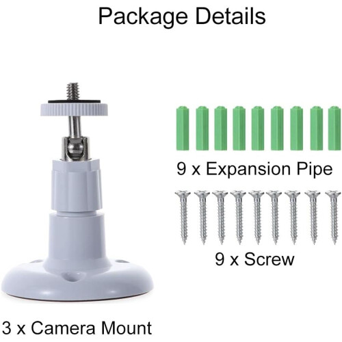 3 Pcs Camera Mount, Wall Bracket, 360 Degree Adjustable Support Outdoor Indoor Camera Mount 2