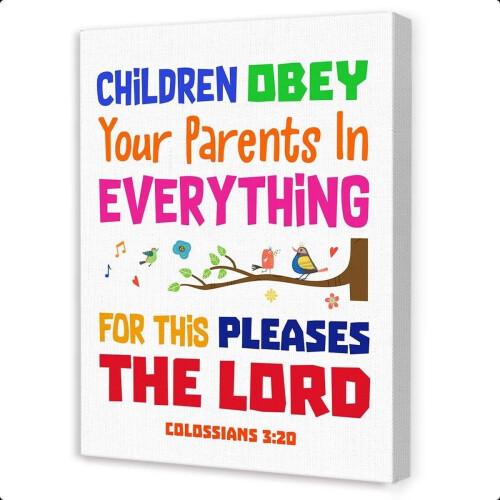 Christliches Kinder-Wandbildposter – Bibelverse, Leinwand