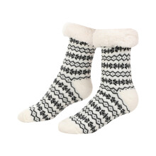Dam Fleecefodrade Fuzzy Slipper Strumpor Vita En Storlek