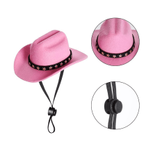 Chapeau de cowboy pour chiens et chats – Rose clair ajustable, taille S