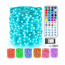 200 LED-es színváltós tündérfények, 18 méter, távirányítóval