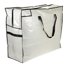 Stor oppbevaringspose med glidelås 66 x 76 x 30 cm hvit og svart
