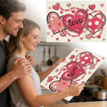 Sets de table Saint-Valentin réutilisables, imperméables, en forme de cœur rouge