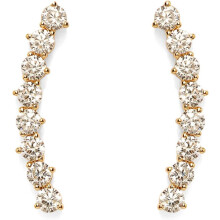 (Yellow Gold, Dot) Classic Elegant 14K Gold Plated Cubic Zirconia Ear Crawler Stud Earrings for Women - Faux Diamond Arrow Climber Fashion Earrings
