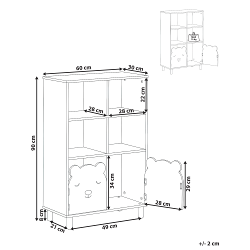 Beliani 3 Tier Bookcase NOBBY 90 cm Light Green 2