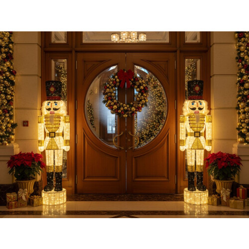 Beliani Outdoor Decoration LED STOROVAN 152 cm Nutcracker White/ Gold 1