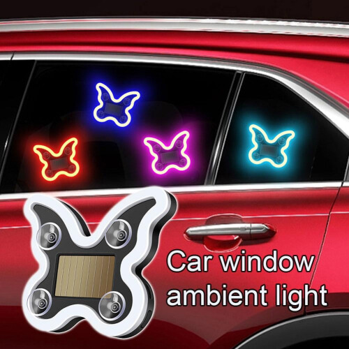 LED Butterfly Car Light Solar USB Rechargeable RGB Auto 1