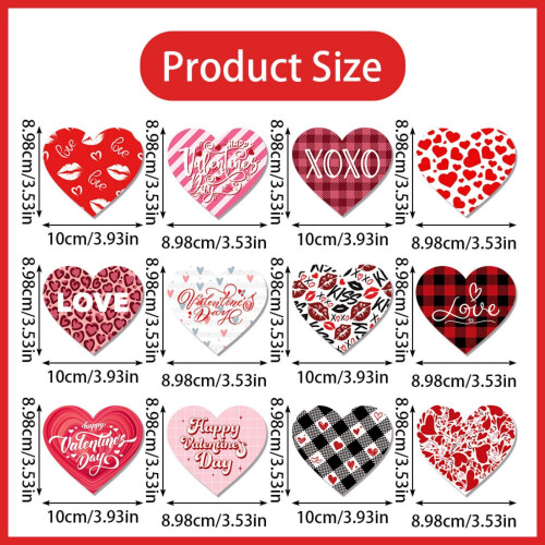 Heart-Shaped Valentine Hanging Ornaments Multicolor 24 Pcs 1