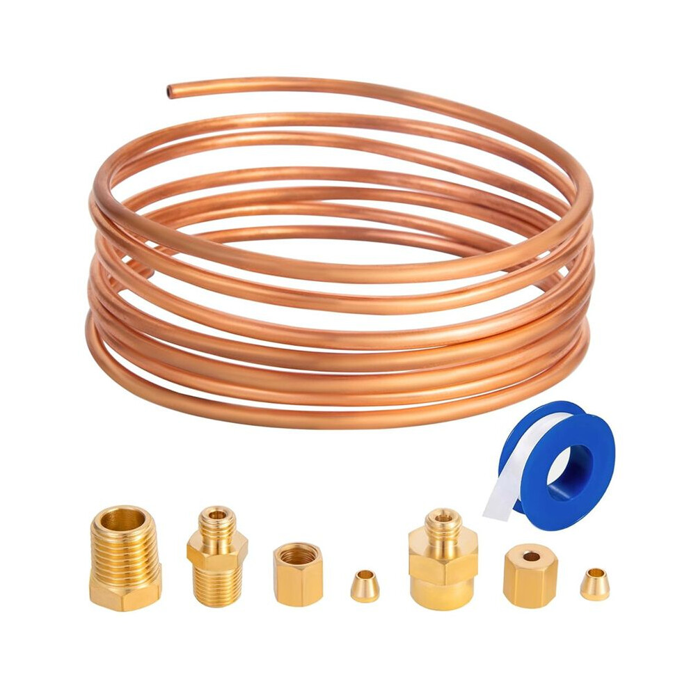 72Inch Oil Pressure Gauge Tubing Kit,Set Of Copper Tube With 1/4Inch X1/8Inch Npt,1/8Inch Npt Male 6033077678883