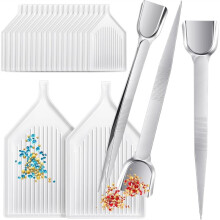Conjunto de 20 Bandejas para Artesanato e 3 Pinças para Aplicação de Strass, Pedras Preciosas e Cristais, Ideal para Confecção de Joias A