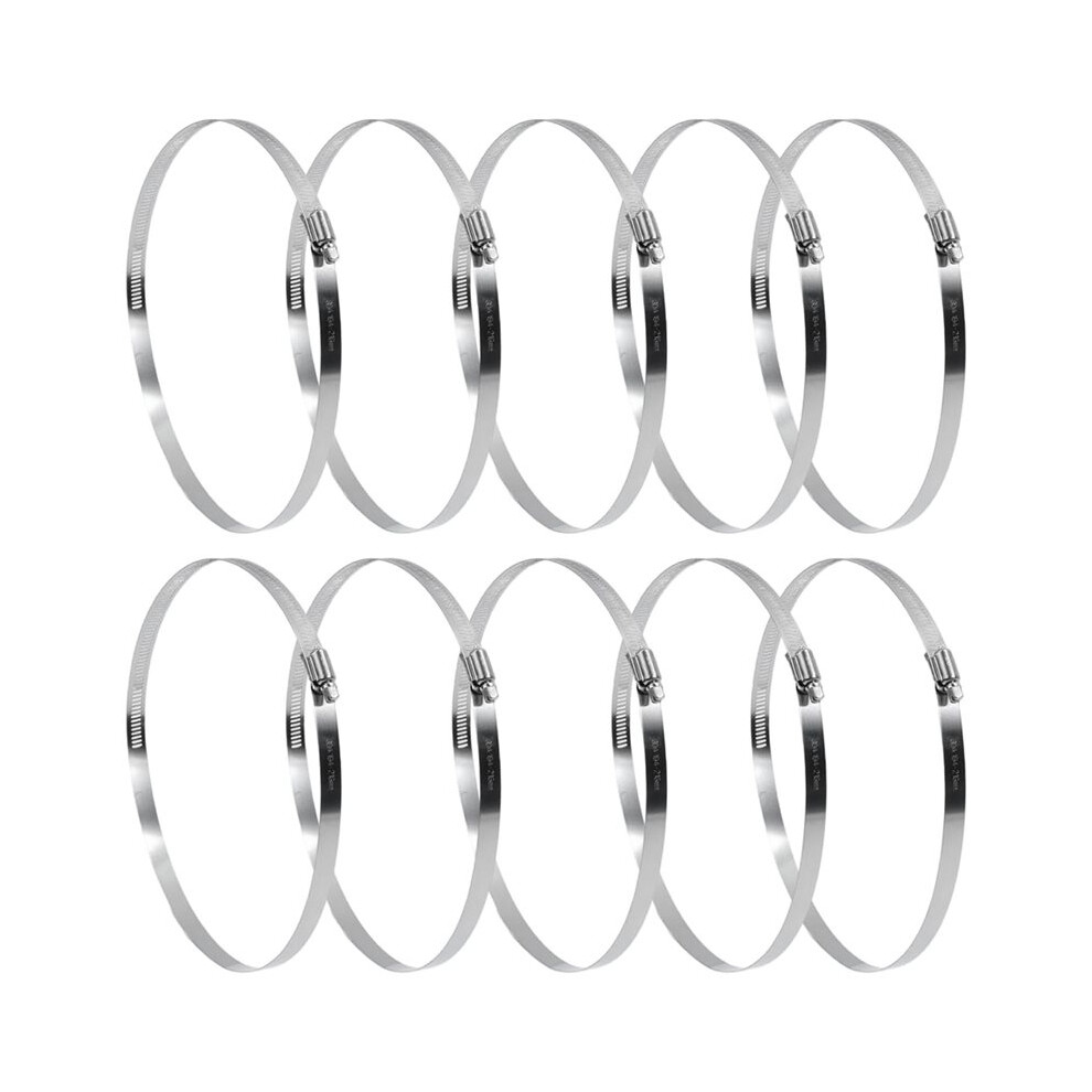 8 Inch Stainless Steel Hose Clamps, Worm Gear Duct Clamps Adjustable 194-216Mm - Pack Of 10 4713147270927
