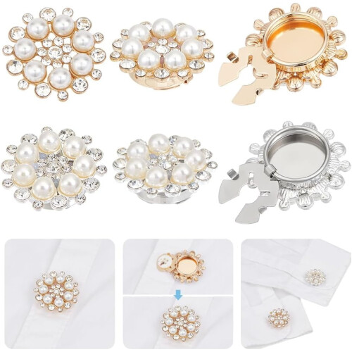 Rhinestone Button Covers Alloy Cufflinks 4 Pcs