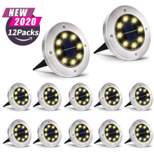 Napelemes talajlámpák, 16 LED-es meleg fehér, 12 db-os csomag