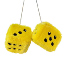 Retro Square Hanging Plush Dice with Polka Dots – Car Interior Ornament, Ambient Dome Light Decor – Compatible with All Cars