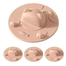 Protège-tasses en silicone motif chat avec porte-sachet de thé (4 pièces)