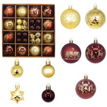 44-Piece Coffee Gold Christmas Ornaments Set