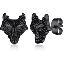 Viking Animal Huggie Hoops for Men – Gothic Dragon/Snake/Dino/Wolf, Stainless Steel, Hypoallergenic, Lightweight – Punk Rock Jewelry Gift