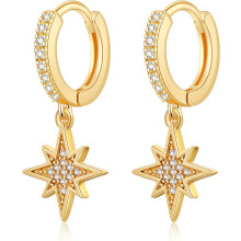Huggie Earrings for Women 14K Gold Plated Beach Theme Drop