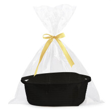 Panier en corde de coton noir pour étagères et armoires
