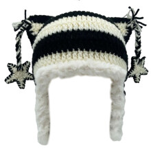 Girls Kitten Hat Ears Hat Striped Kitten Gifts Warm Crocheted Hat Adult Children Striped Hat Photo Props