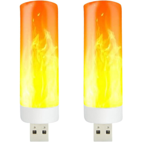 USB-Nachtlampe mit Flammeneffekt, warmes Licht, 2 oder 4 Stück