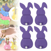 Lot de 4 sacs à couverts en forme de lapin de Pâques