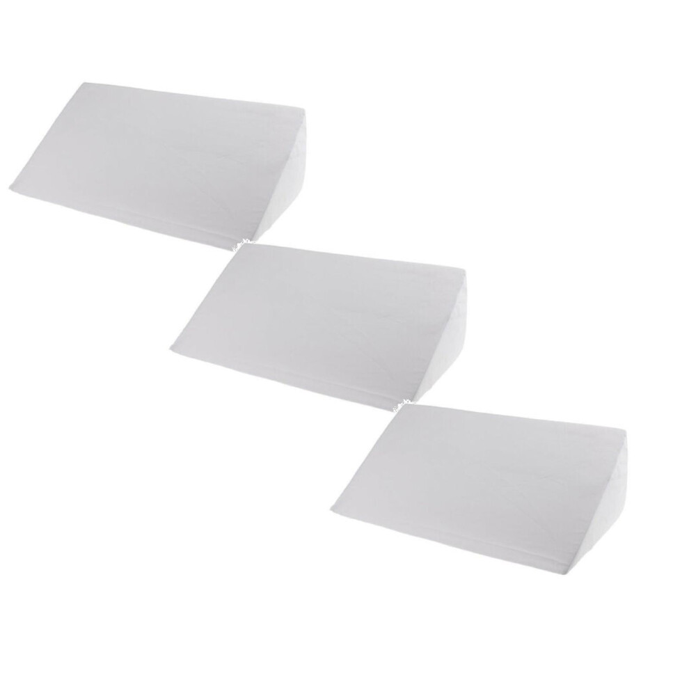 White 3Pcs Mbxmh Orthopedic Bed Wedge Pillow Set Â Multi-Level Incline For Head, Back, Knees; Aids Breathing, Circulation & Recovery