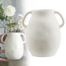 Small Ceramic Vase, White Bud Vase, Farmhouse Table Vase, Handled Flower Vase, rustic Centerpiece Vase, for Table Decor, Flower Arrangements